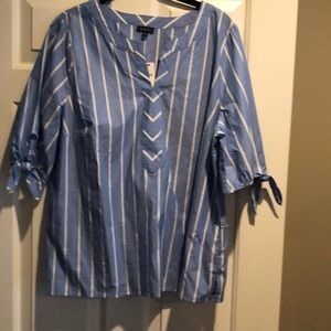 Talbots blue/white stripe top